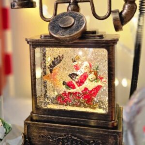 Vintage Antique-Style Christmas Telephone Snow Globe Lantern