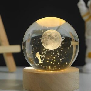 3D Crystal Ball Night Light with Colorful Lighted Base