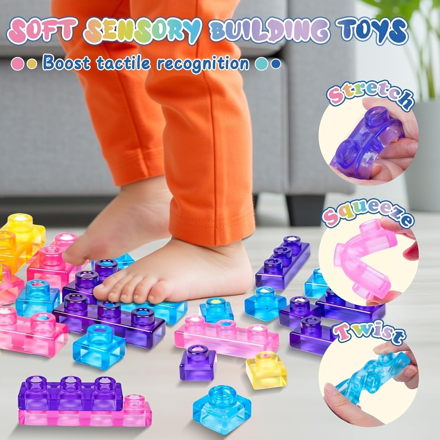 Colorful Magic Gummy Bloc Sensory Building Toys 40 Pcs - Image 3