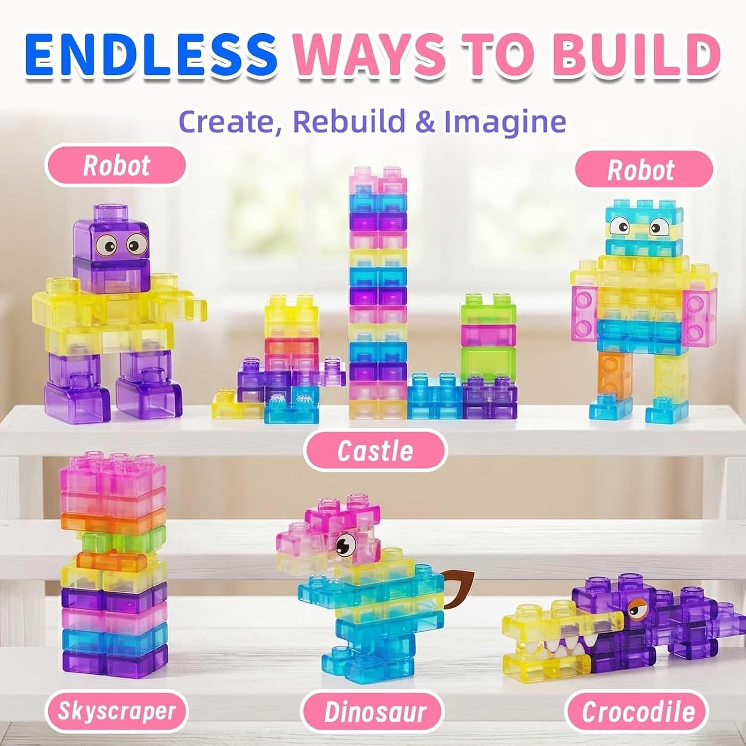 Colorful Magic Gummy Bloc Sensory Building Toys 40 Pcs - Image 5