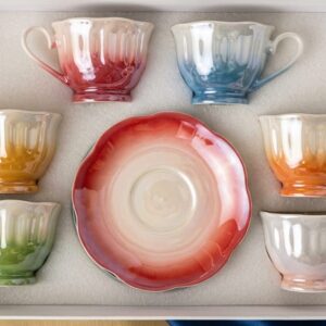 Ombre Pearl Colorful Coffee Cup and Saucer Set