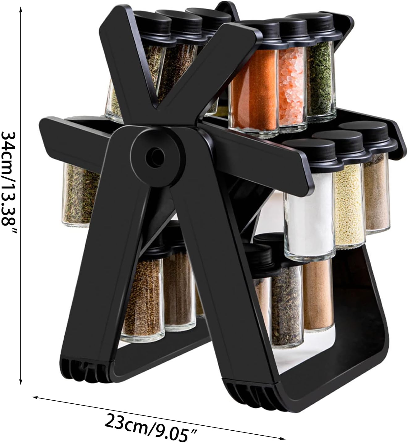 Rotating Spice Rack Organizer with 18 Glass Spice Jars - Image 3