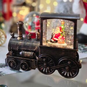Vintage Antique-Style Christmas Train Snow Globe Lantern